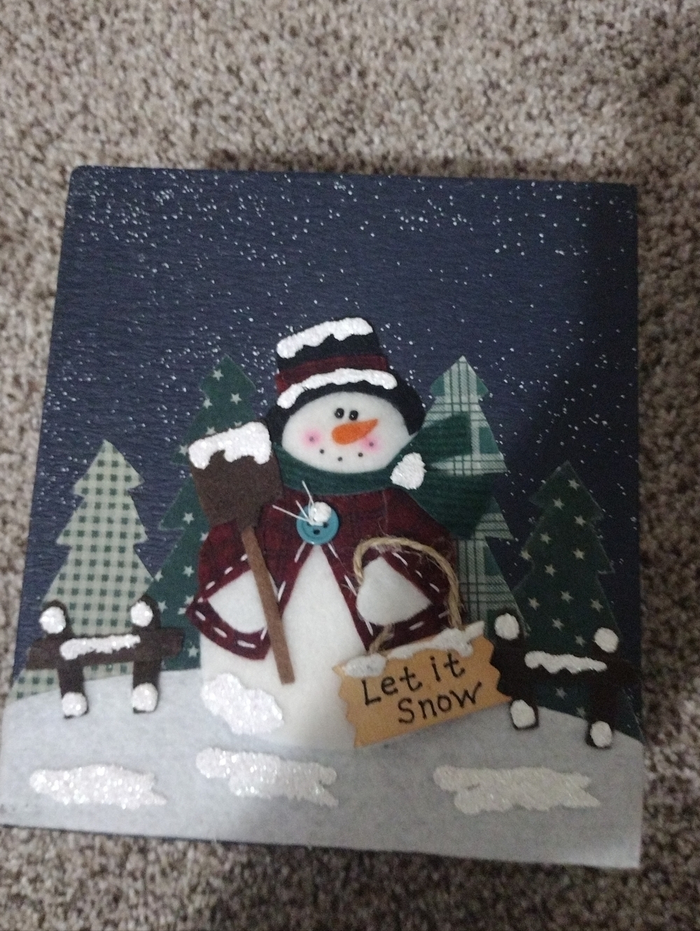Vintage Set Of Snowman Plush Ornament In Decorative Box